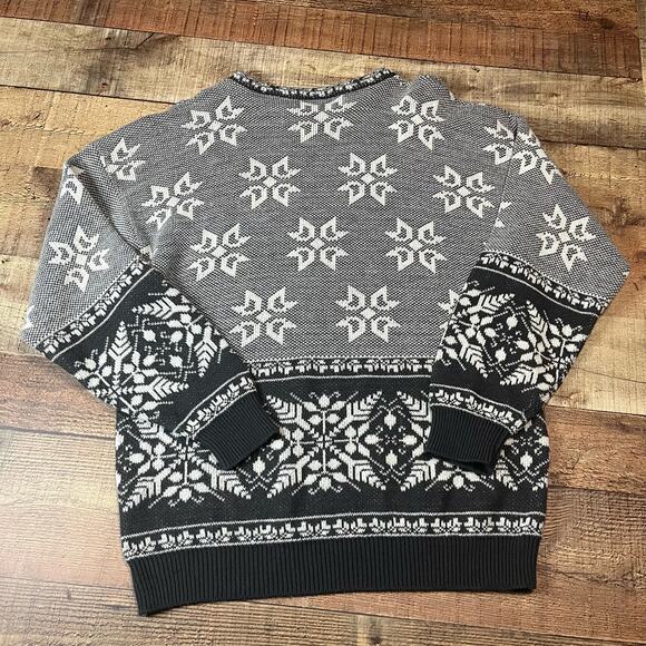 Oleg Cassini | Men's Gray White Wool Blend Winter Graphic Sweater Sz L - Picture 4 of 4